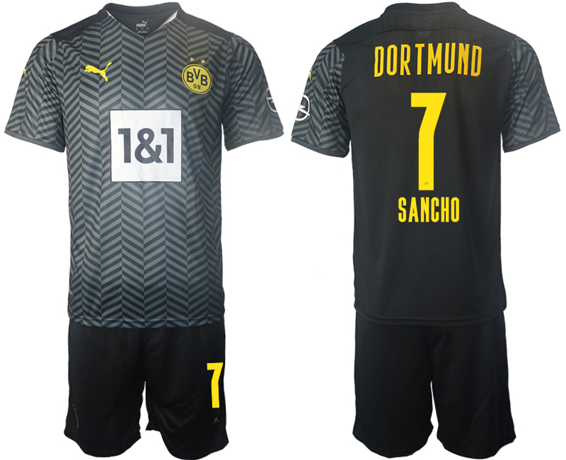 Men 2021-2022 Club Borussia Dortmund away black #7 Soccer Jersey->borussia dortmund jersey->Soccer Club Jersey